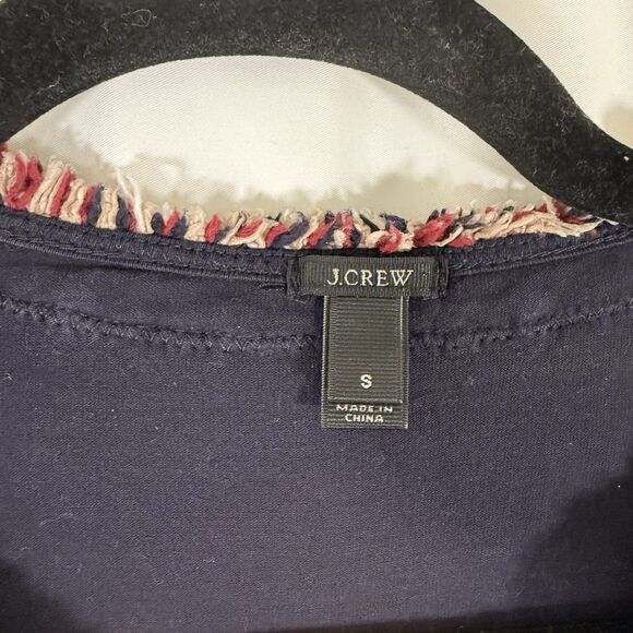 J. Crew Blouse Women's Small Blue Silk Blend Knit Short Sleeve Round Neck - Picture 4 of 12